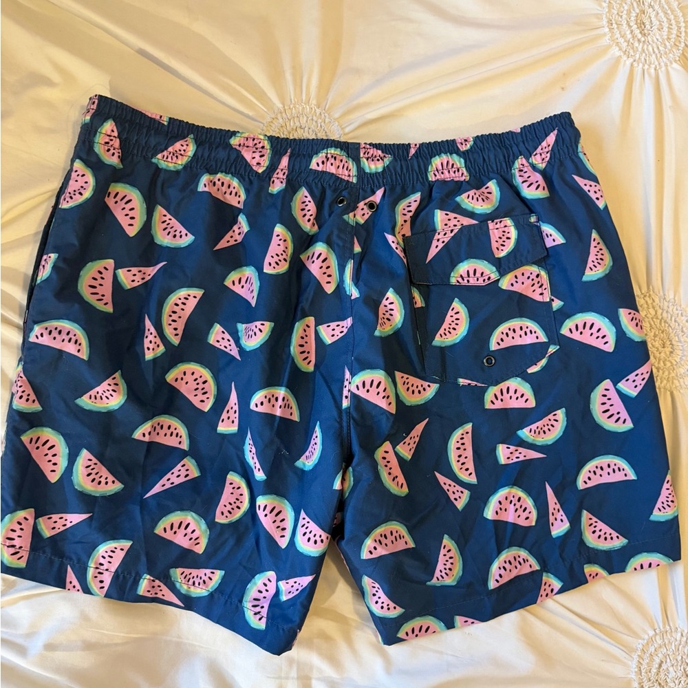 Men’s Navy Watermelon Print Swim Trunks - Picture 3 of 3